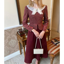 Load image into Gallery viewer, vintage dress cottagecore dress 1970s dress 50s dress prairie dress gunnesax dress academia dress French style dress Parisian style dress plaid acadmia dress lolita dress kawaii dress modest style
