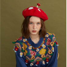 Load image into Gallery viewer, hat beret vintage hat vintage bonnet mushroom hat mushroom bonnet

