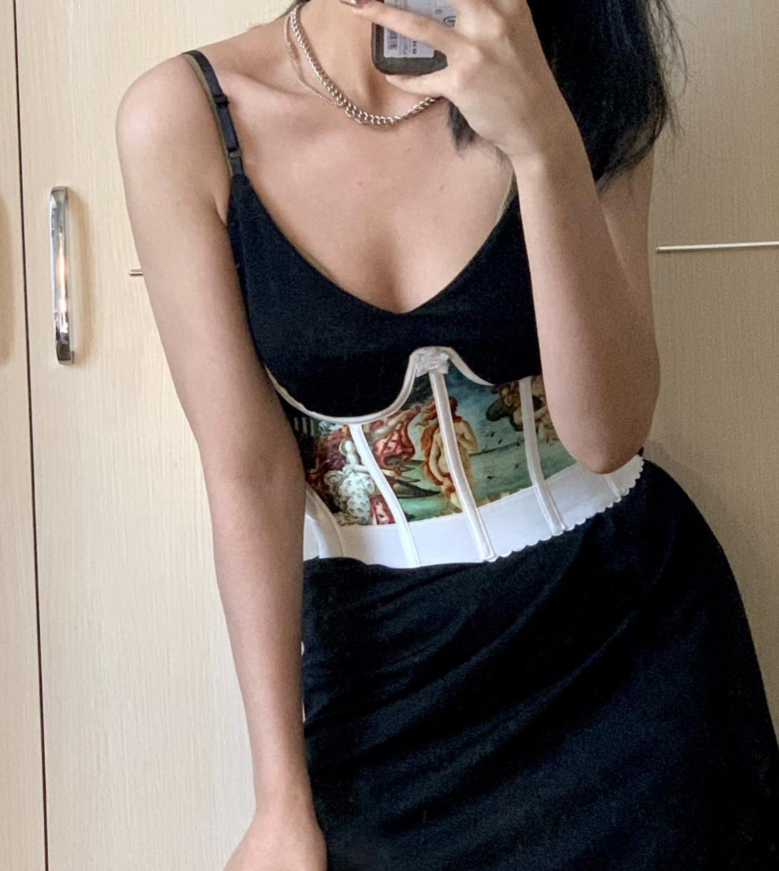 Handmade Vintage Oil Painting Underbust Corset WaistBand