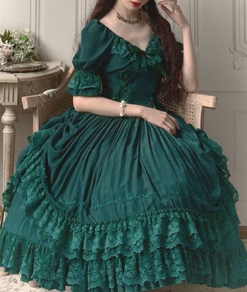 Gothic Lolita Dresses: Long Classic Green Velvet & Plus Size, by  Wonderlandbylilian