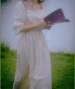 Vintage Victorian Style Handmade Embroidery Cotton Chemise Dress