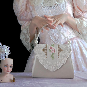 Vintage Style Embroidery Pearl Chain Hand Bag Purse