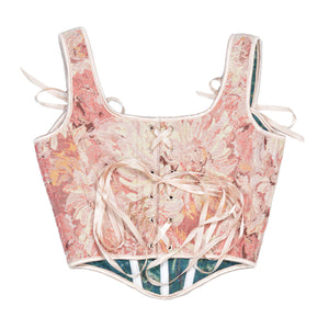 Vintage Remake Jacquard Lace up Corset