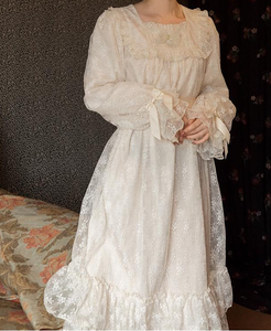 Vintage Princess Square Collar Lace Dress