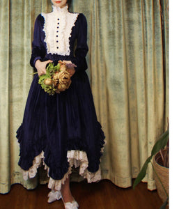 1900s Edwardian Stand Collar Vintage Swing Dress