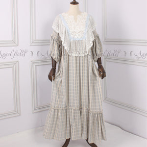 Victorian style Lace Stitching Cotton Night Gown Dress