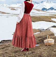 Load image into Gallery viewer, Gunne sax Style 70s Prairie Floral Velvet Stitched Dress
