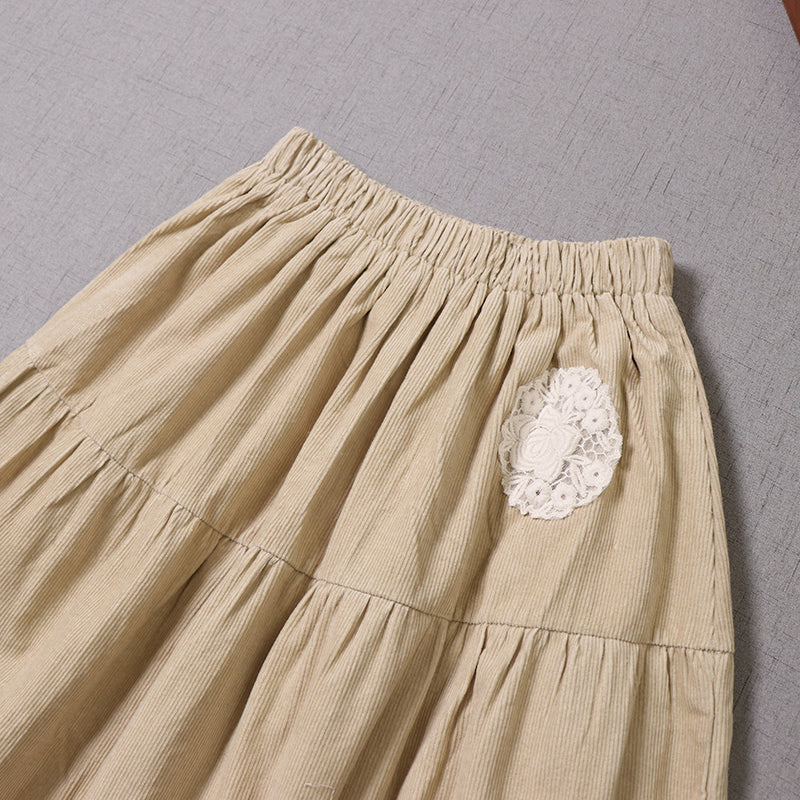 Cottagecore Embroidery Vintage Skirt – Retro Fairy