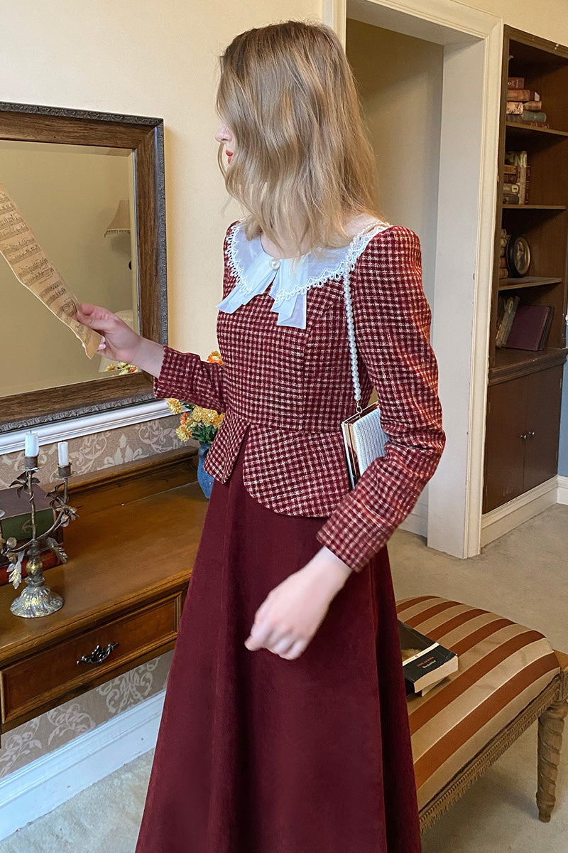 vintage dress cottagecore dress 1970s dress 50s dress prairie dress gunnesax dress academia dress French style dress Parisian style dress plaid acadmia dress lolita dress kawaii dress modest style