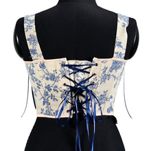 Load image into Gallery viewer, Vintage Floral Bow Tie Lace up Corset
