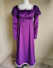 Load image into Gallery viewer, Handmade Custom made Satin Puff Sleeves Regency Dress
