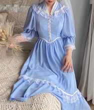 Load image into Gallery viewer, Vintage 70s Gunnesax Style Prairie Blue Dress
