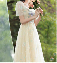 Load image into Gallery viewer, Retro Ethereal Embroidery Prom Evening Dress Bridesmaid dress
