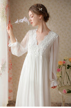 Load image into Gallery viewer, Retro V Neck Princess Night Gown Dress Home Wear
