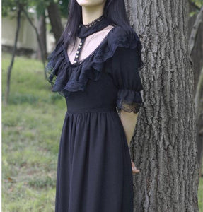 30s Dark Academia Gothic Style Dress