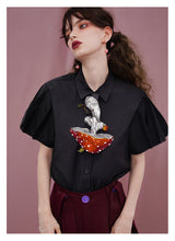 Load image into Gallery viewer, Handmade Cottagecore Mushroom Tie Shirt Accessory

