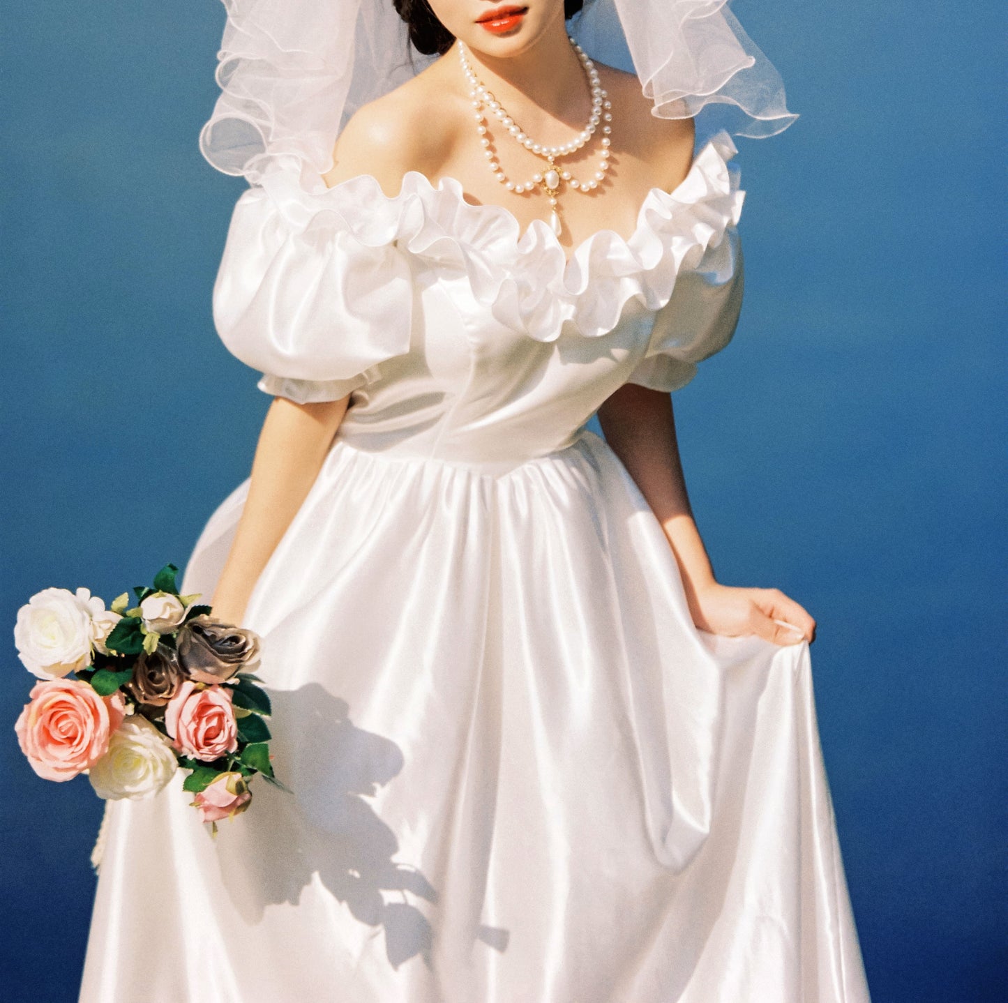 Vintage Victorian Style Puff Sleeves Wedding Gown Dress