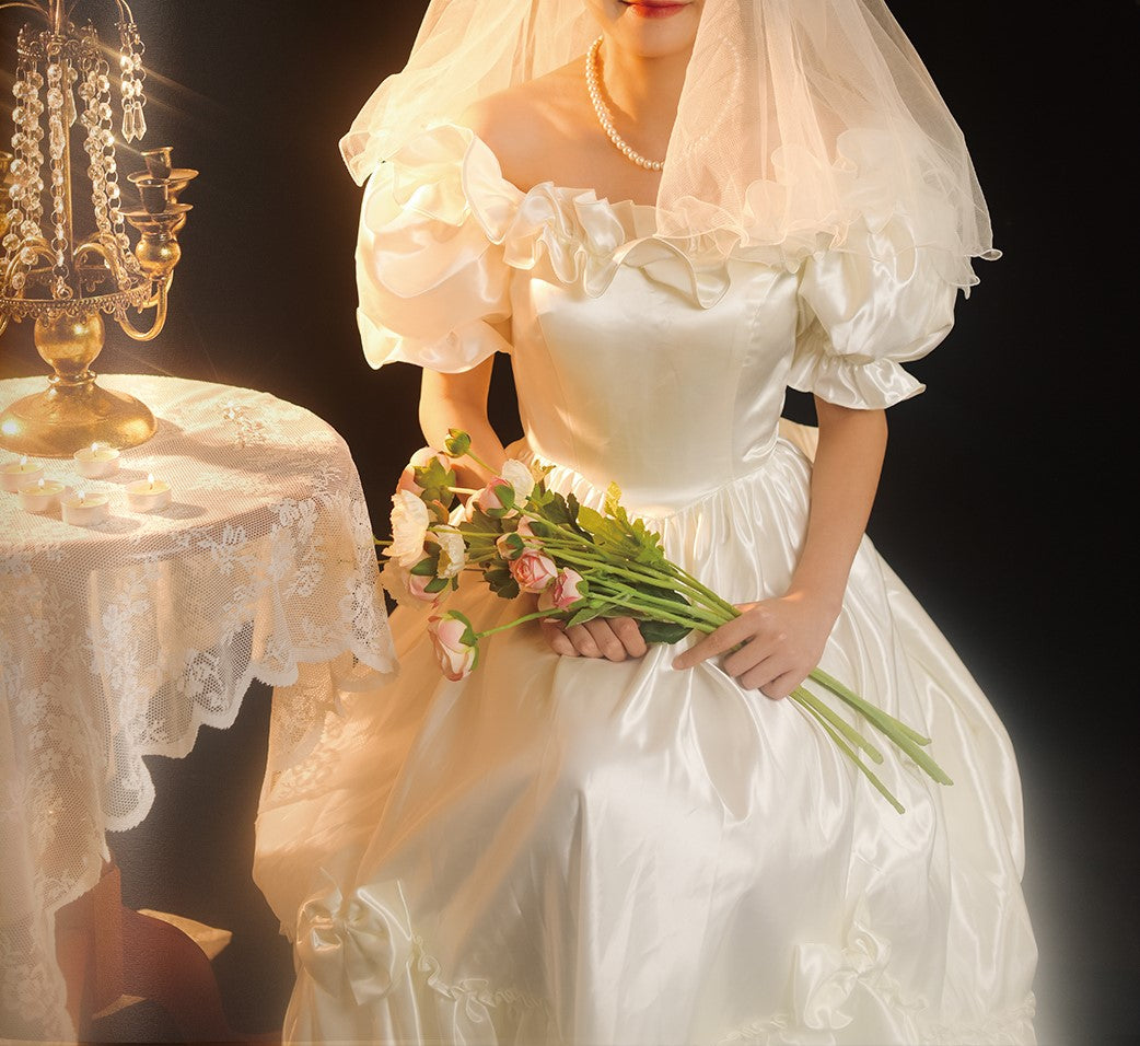 Vintage Victorian Style Puff Sleeves Wedding Gown Dress I Retro Fairy Vintage Victorian Style Puff Sleeves Wedding Gown Dress I Retro Fairy