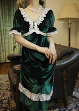 Load image into Gallery viewer, Vintage Gunne Sax Remake Velvet Green Dress
