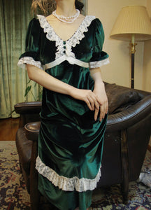 Vintage Gunne Sax Remake Velvet Green Dress
