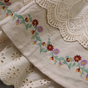 Retro Embroidery Cottagecore Cotton Skirt