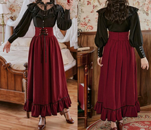 Load image into Gallery viewer, Vintage Dark Academia Victorian Style Top &amp; Skirt Set
