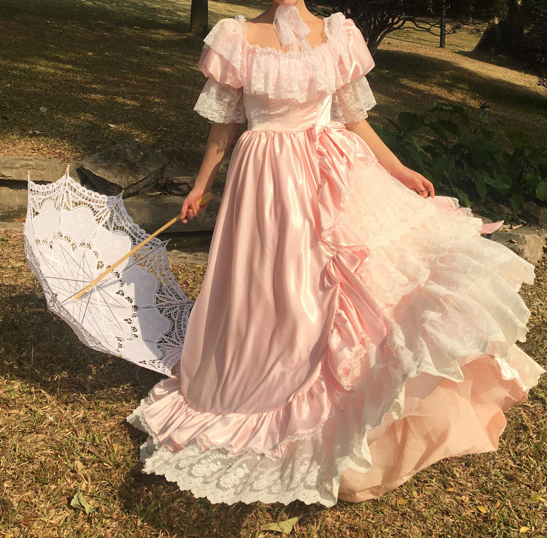 Vintage Remake Multi-Layer Princess Prom Dress Wedding Gown