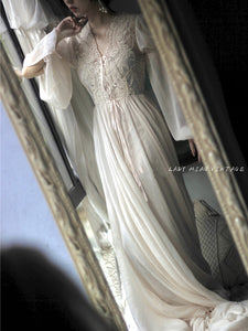 [Preorder] Handmade 30s Lace Princess bridal morning Cardi Gown