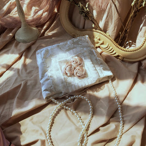 Vintage Pearl chain Rose decor shoulder bag hand bag purse