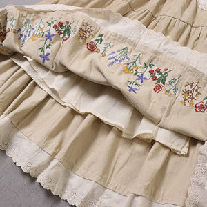 Cottagecore Embroidery Vintage Skirt