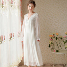 Load image into Gallery viewer, Retro V Neck Princess Night Gown Dress Home Wear
