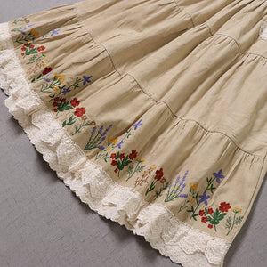 Cottagecore Embroidery Vintage Skirt