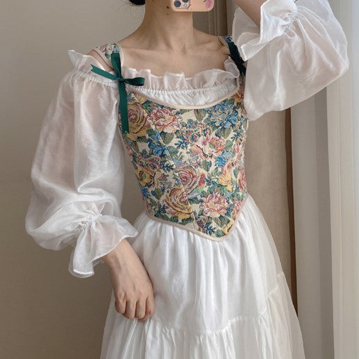 Vintage Floral Print Corset Top  Victorian dress aesthetic, Corset top  outfit, Fashion inspo outfits