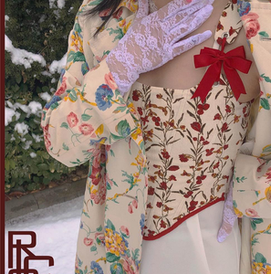 Handmade Retro Floral Bow Tie Corset [Annie]