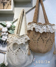 Load image into Gallery viewer, cottagecore bag straw bag vintage hand bag
