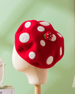 hat beret vintage hat vintage bonnet mushroom hat mushroom bonnet