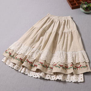 Retro Embroidery Cottagecore Cotton Skirt – Retro Fairy