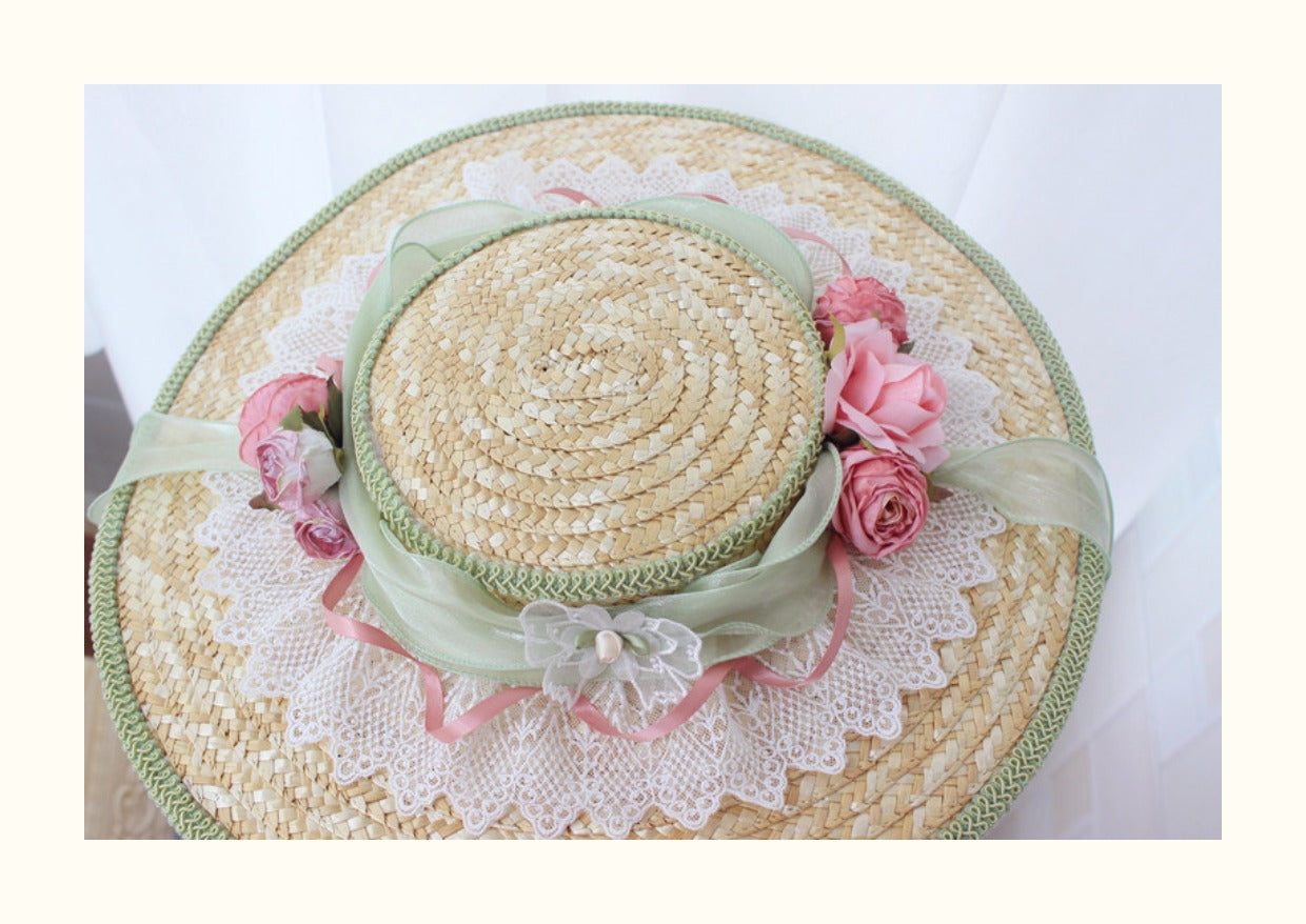 Handmade Vintage Straw Flower Bonnet Straw Hat – Retro Fairy