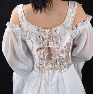 Vintage Remake Embroidery Lace up Corset