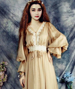 Fairycore V Neck Silk Dress