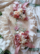 Load image into Gallery viewer, Handmade Vintage Straw Flower Bonnet Straw Hat
