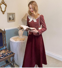 Load image into Gallery viewer, vintage dress cottagecore dress 1970s dress 50s dress prairie dress gunnesax dress academia dress French style dress Parisian style dress plaid acadmia dress lolita dress kawaii dress modest style

