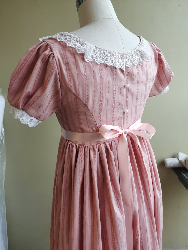 pink regency dress Pink Cotton Regency Dress