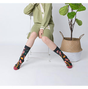 Retro Mid Tube Caricture Socks