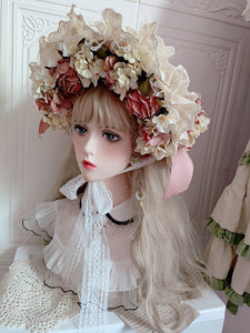 Handmade Vintage Straw Flower Bonnet Straw Hat