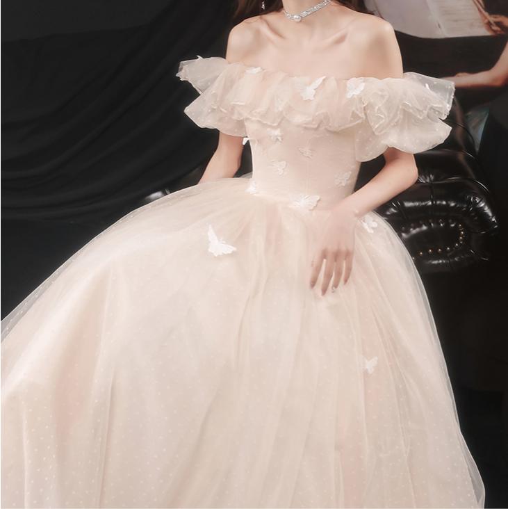 Ball Gown Long Sleeve Wedding Dress White Rhinestone Beautiful Tulle Wedding  Dress SEW015 – SELINADRESS