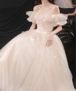 Retro Ethereal Off-Shoulder Prom Dress Bridesmaid dress