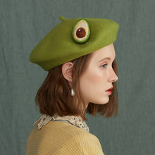 Load image into Gallery viewer, Handmade Cottagecore Avocado Wool Blend Beret
