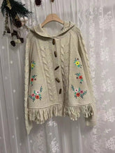 Load image into Gallery viewer, Cottagecore Embroidery Hooded Knit Cardigan
