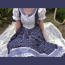 Load image into Gallery viewer, Vintage 70s Prairie Gunnesax Inspired Floral lace up Dress
